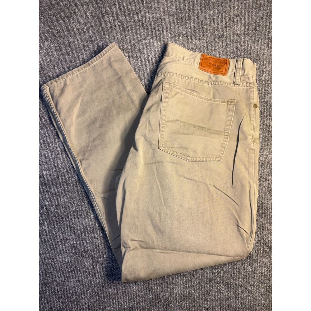 Polo Ralph Lauren Chino Pants Mens 36/30 Beige Pony Logo Flat Front Straight Leg